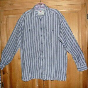 LEVI'S CLASSIC JEANSWEAR Mens Size Large Blue Stripe Cotton Button Down Shirt